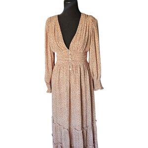 Altar'd State Blush Floral V-Neck Maxi Dress